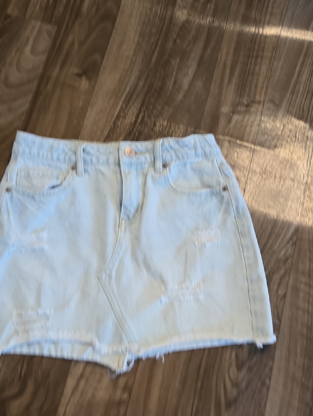 Light Wash Denim Mini Skirt - Pale Blue